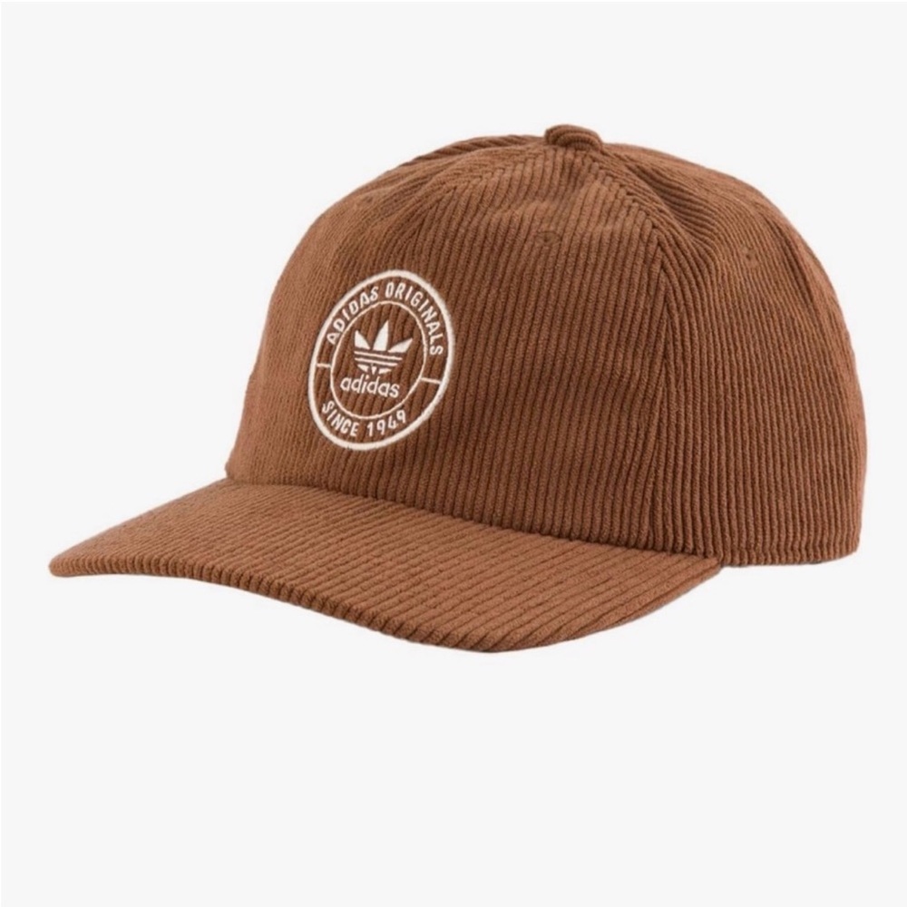 Adidas Originals Corduroy Strapback Hat Brown Trefoil Logo Adjustable NWT